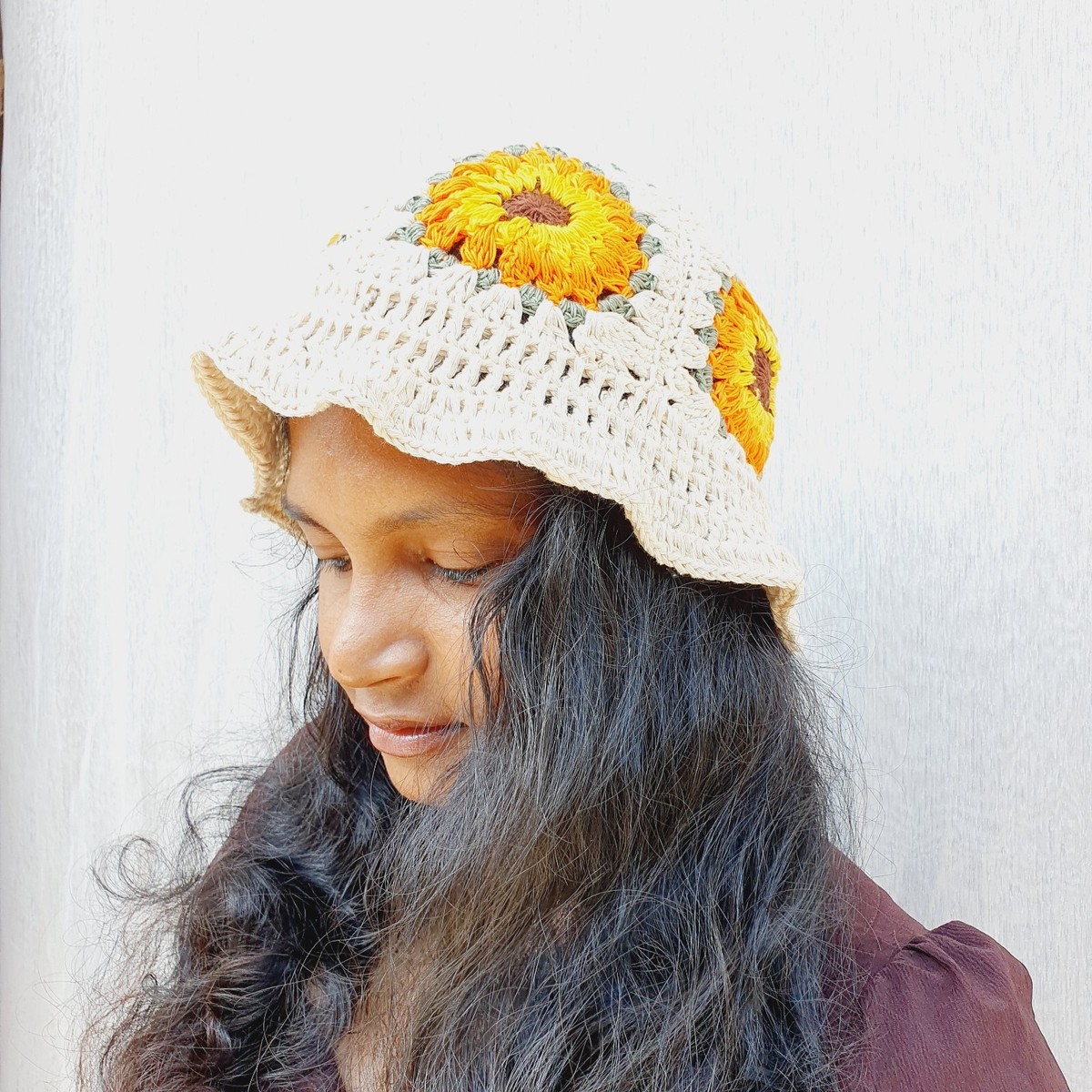 Handmade Crochet Bucket Hat Soft Acrylic Knit Foldable Beach Hat Crochet Bucket Hat for Women Knit Handmade Foldable Floppy  main image 4