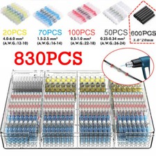 830PCS Solder Sleeve Seal Heat Shrink Butt Wire Connectors Terminals Waterproof