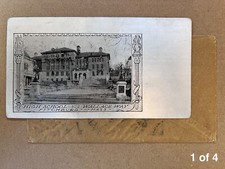 Cartolina antica alluminio 1900 Fitchburg High School Fitchburg Massachusetts