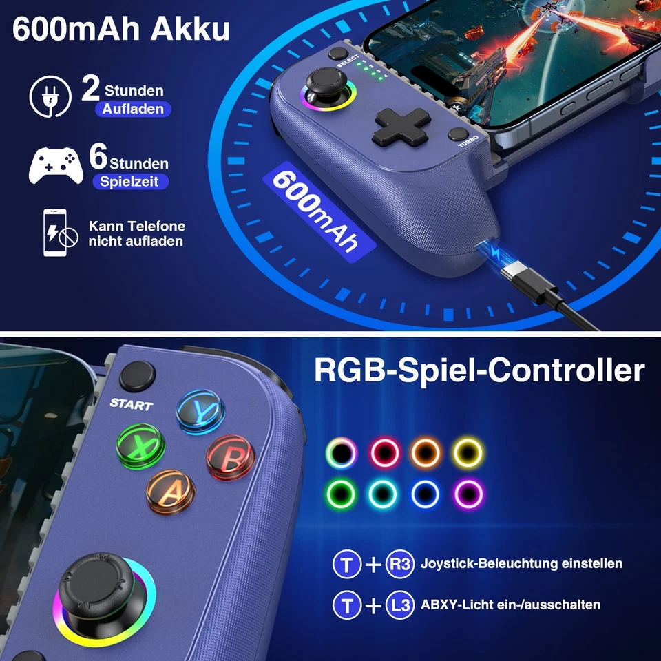 One Mobile Gaming Controller für iPhone,PS Remote Play/Xbox Cloud,MFi Apple - Bild 2 von 4