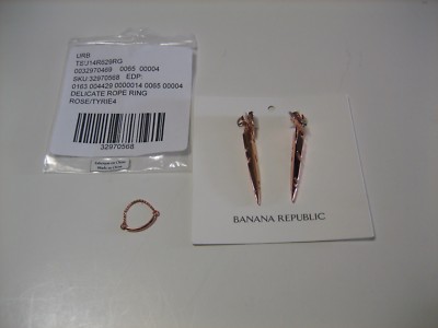 Banana Republic Leaf Drop Earring Rose Gold NWT $49.50 Urban Outfitter Ring $35