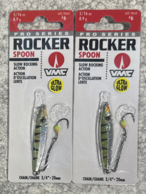 Packs VMC Rocker Spoon Ice Fishing Jig 5/16 OZ Yellow Perch