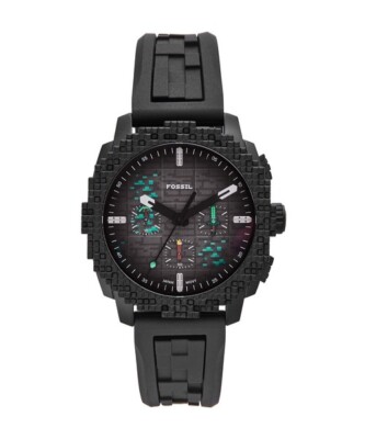 Minecraft x Fossil  LE1205 Deep Slate Chronograph Watch 44mm Black NEW 