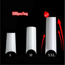 500Pcs/Bag XXL/M/S C Curve False Nail Tips Square Tip Gel Acrylic Nails 10 Sizes