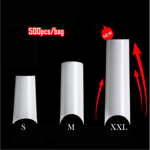 500Pcs/Bag XXL/M/S C Curve False Nail Tips Square Tip Gel Acrylic Nails 10 Sizes - Afbeelding 1 van 16