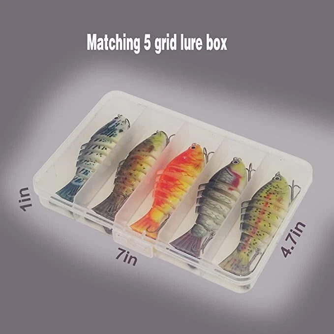 Fishing Lures Fish Minnow Swimbait Tackle Hook Lure Crank Bait 5 Pcs - Image 2 of 4