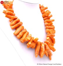 30-50mm Natural Orange Branch Coral Necklace for Women 18" Long Necklace Jewelry
