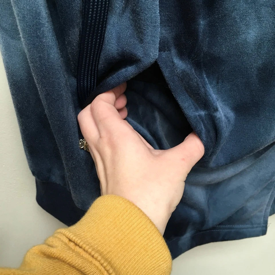 Bagatelle Womens French Terry Jacket Blue Tie Dye Draped Drawstring Pocket M New - Image 4 of 4
