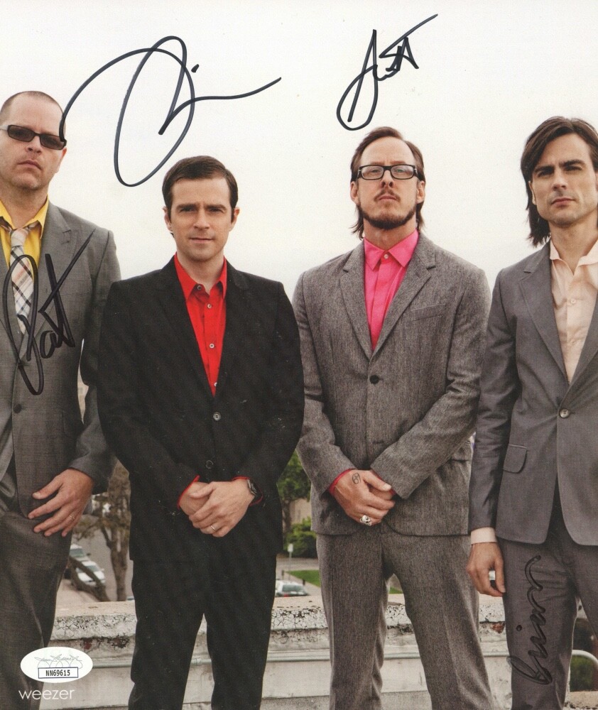 Weezer Pinkerton Blue Album Signed Complete Group 8x10 Photo Rivers