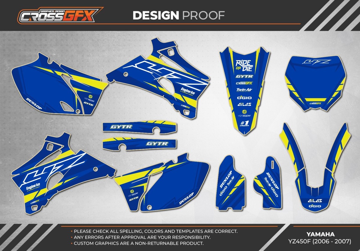 2006 2007 YZ 250 F 450 F Graphics Kit YAMAHA YZ250F YZ450F YZF