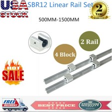 2pcs SBR12 L500-1500mm Linear Rail Shaft Rod Guide  4Pcs SBR12UU Block For CNC