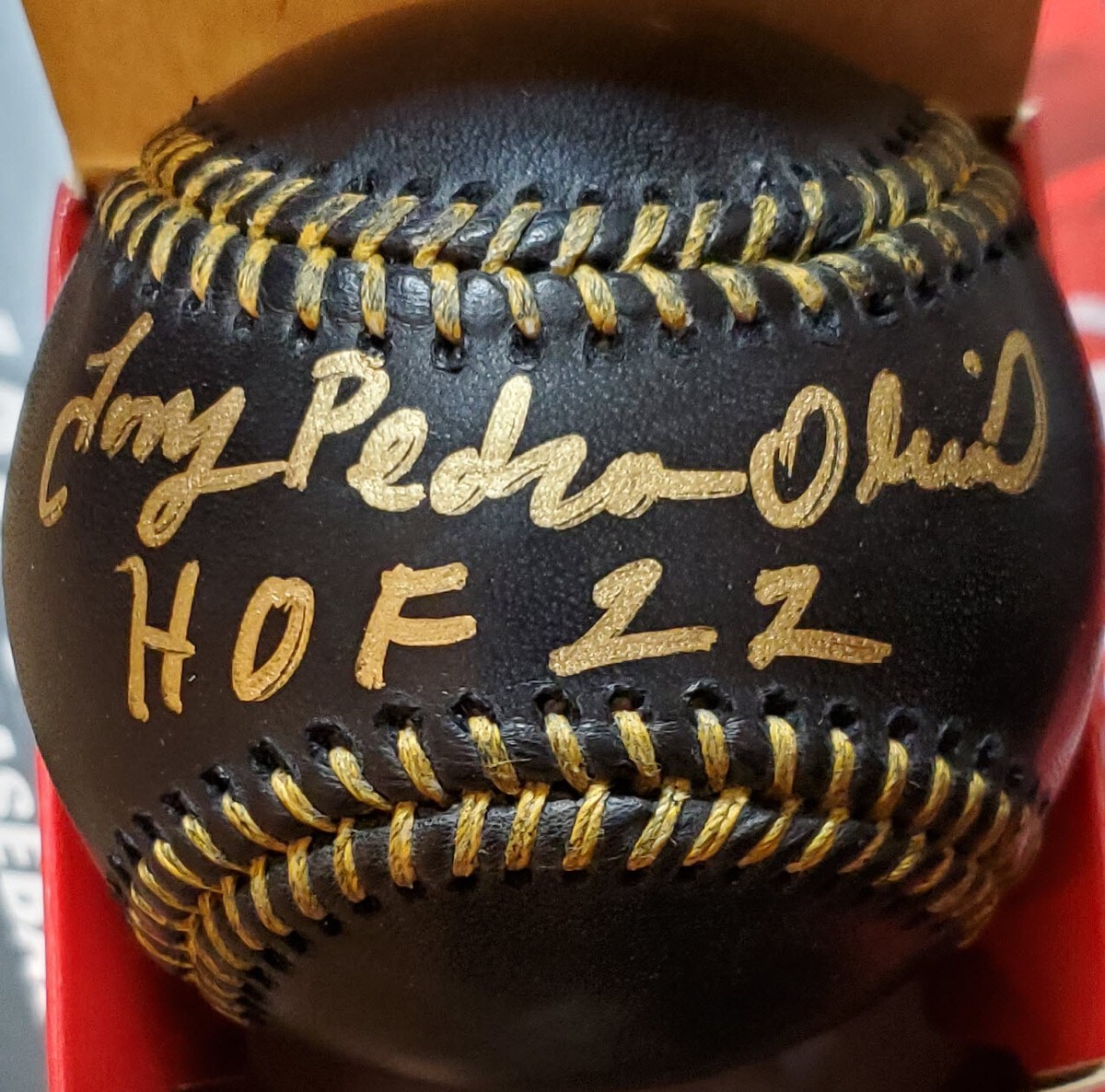 Tony Pedro Oliva FULL NAME Autographed Black Baseball on Sweet