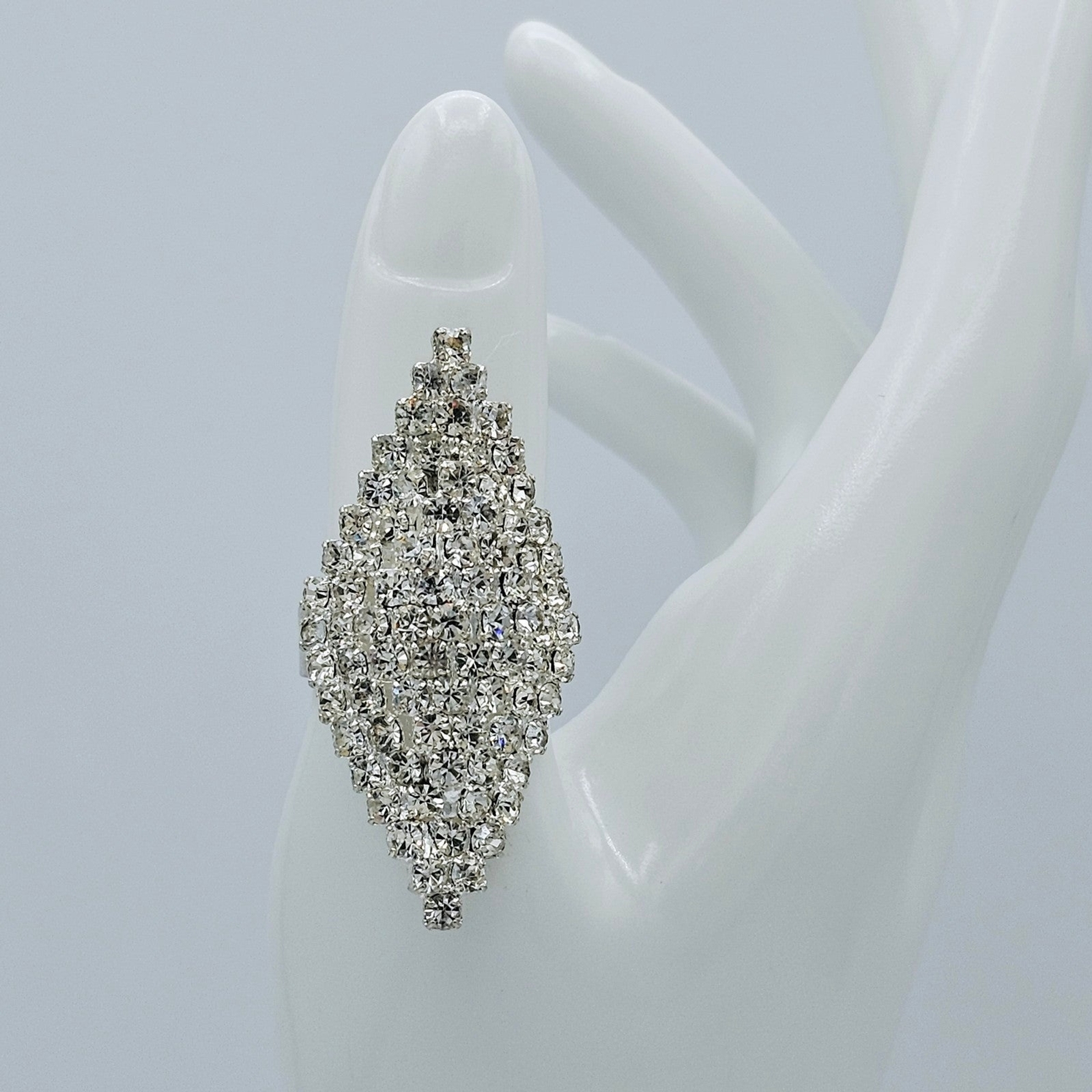 Bling Ring Adjustable Rhinestone Studded Two Tier… - image 2