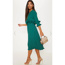 PrettyLittleThing Green Ruffle Dress 2