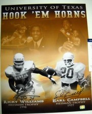 EARL CAMPBELL RICKY WILLIAMS AUTOGRAPHED TEXAS LONGHORNS 16X20 PHOTO AASH UT
