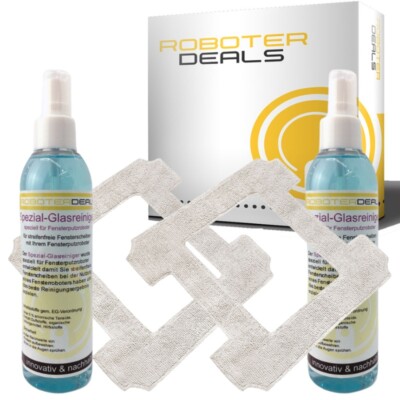 Zubehör Set, Ersatzteile Kit für Ecovacs Winbot W2 OMNI (2x Pad, 2x Reiniger)