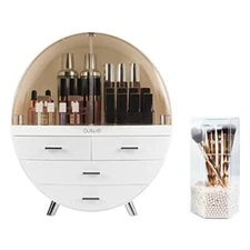 OBMMIRAO Elegant Dustproof Makeup Storage Organizer Box Waterproof Large Cosm...
