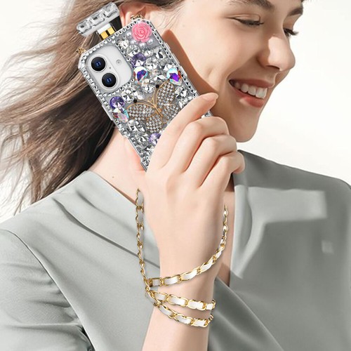 Für Apple iPhone 16 Plus - Parfüm Flakon Cover Case mit Edelstein Strass Armband - Bild 10 von 31