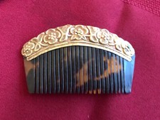 18 K Yellow Gold  Early Antique Faux Tortoise Comb