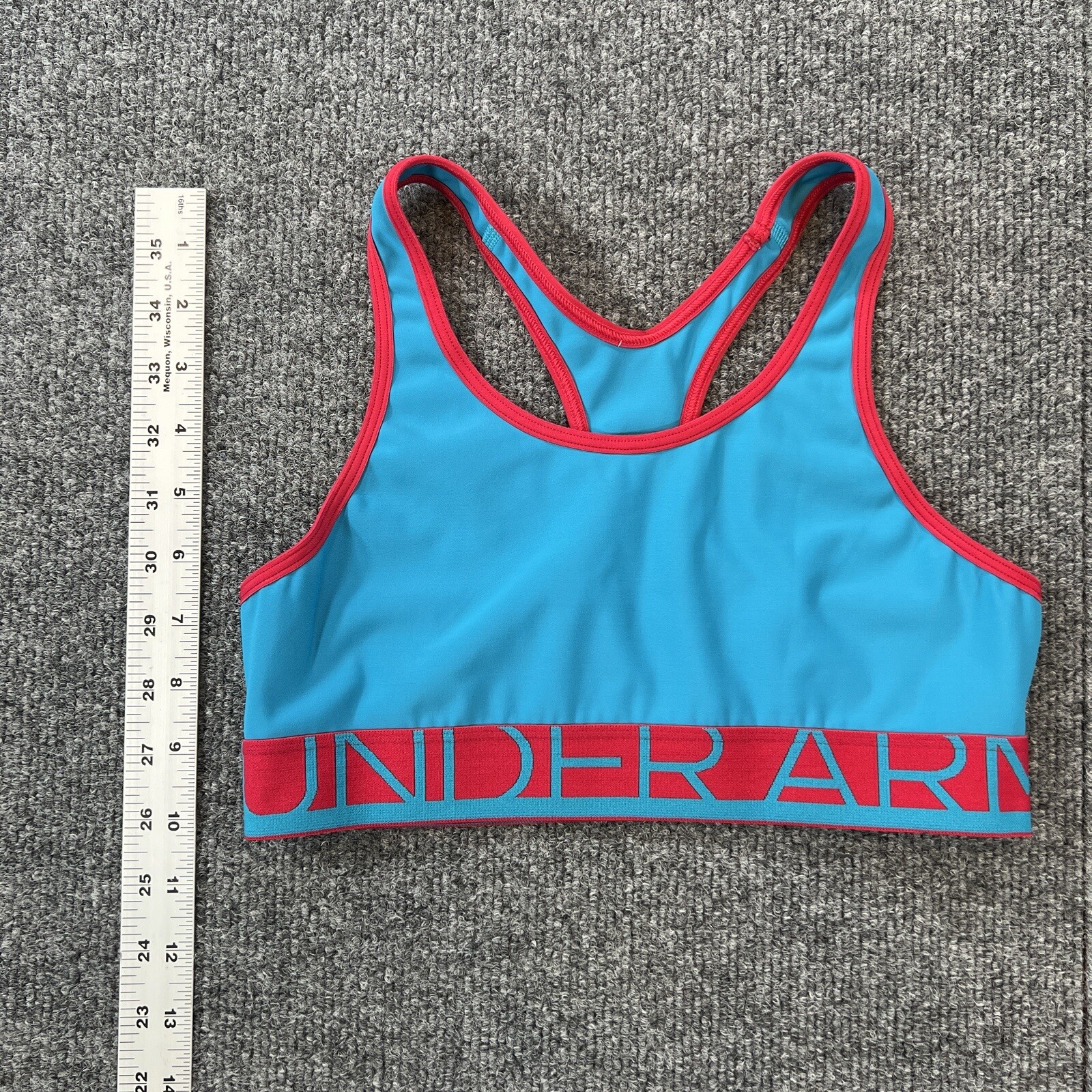 Under Armour Womens Small Blue & Red Sports Bra Compression Lightweight