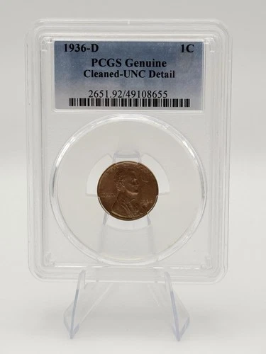 1936-D PCGS Genuine 1C Cleaned-UNC Detail