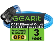 GEARit CAT6 Shielded EtherCON RJ45 Cable OFC Digital Pro Audio, Blue
