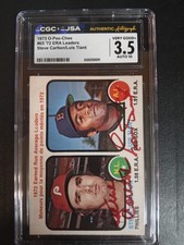 1973 O-PEE-CHEE #65 LEADERS STEVE CARLTON LUIS TIANT 3.5 AUTO 10 (Pop 1)