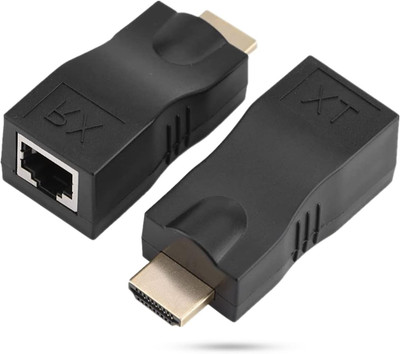 2X HDMI to RJ45 Network Cable Extender Converter Repeater over Single 30M Cat-5E