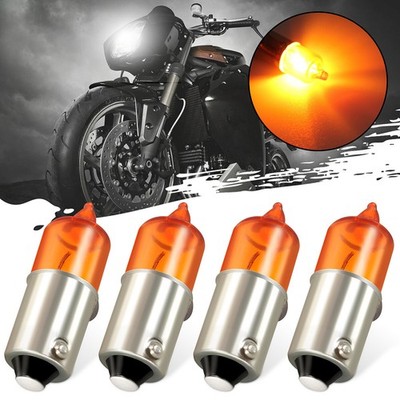 4pcs Motorcycle Motorbike Indicator Light Bulbs Amber 12v 21w - BA9S Base