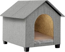 Indoor Dog House Elevated Foldable Dog Cave Bed W/ Removable Plush Mat Medium