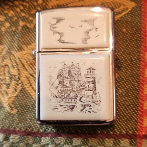 Zippo Nautical Ship and Lighthouse Design Collectible Lighter White Panel