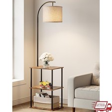 Floor Lamp Shelves Combo Adjustable Light Multi-Tiered Table Side Storage New