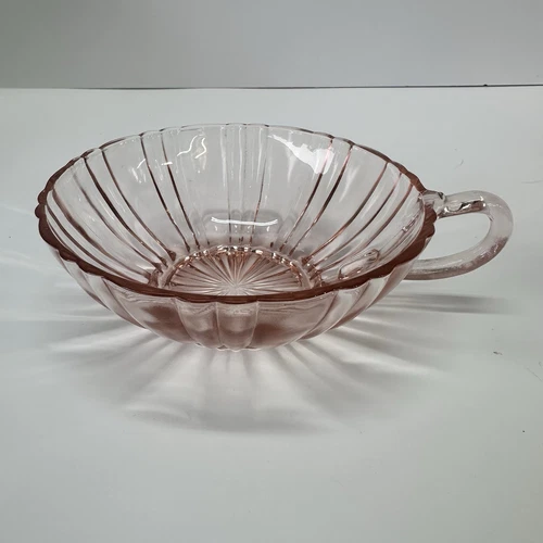Old Cafe Pink Depression Glass Dish Handle Jam Jelly Bowl Anchor Hocking 1936-40