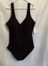 Time and Tru One Piece Swimsuit Womens Plus Size 2X  20W - 22W  Black NWT