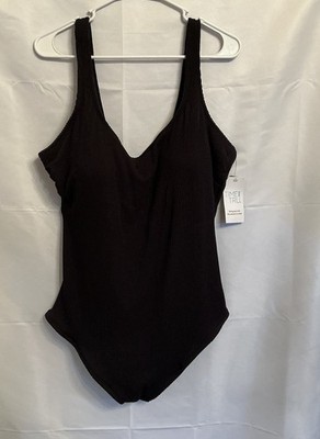 Time and Tru One Piece Swimsuit Womens Plus Size 3X ( 24W - 26W) Black NWT
