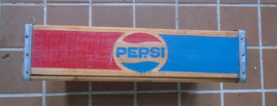 Vintage 70s PEPSI Crate Open Wooden Box 1/2 L Soda Pop M1278 19x12.5x4.5 Handles