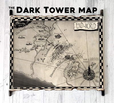 The Dark Tower Map Scroll, End-World Map, Mid-World Map, Handmade Roland's World
