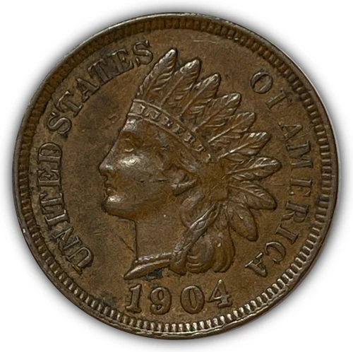 1904 Indian Head Cent Almost Uncirculated AU Coin #27405