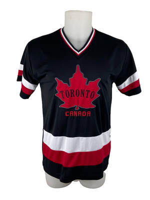 Toronto Canada Men Medium Jersey Shirt Black Red Maple Leaf Casual