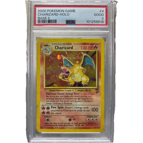 Pokemon 2000 Charizard #4/130 Base Set 2 Holo PSA 2