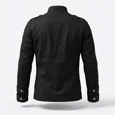 MEN'S BLACK GOTHIC STEAMPUNK VINTAGE GUARD MILITARY JACKET PEA