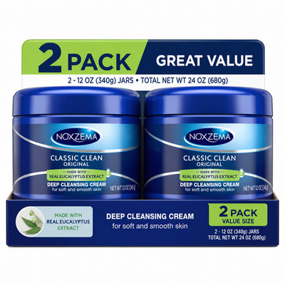 Noxzema Moisturizing Cleansing Cream 12 Oz Pack of 2 Deep Facial Cleanser Set