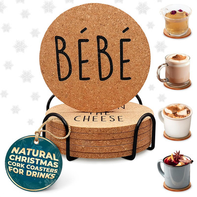 6 Pcs Funny Coasters for Adults with Holder   4  Cork Coasters for Drinks, Absor