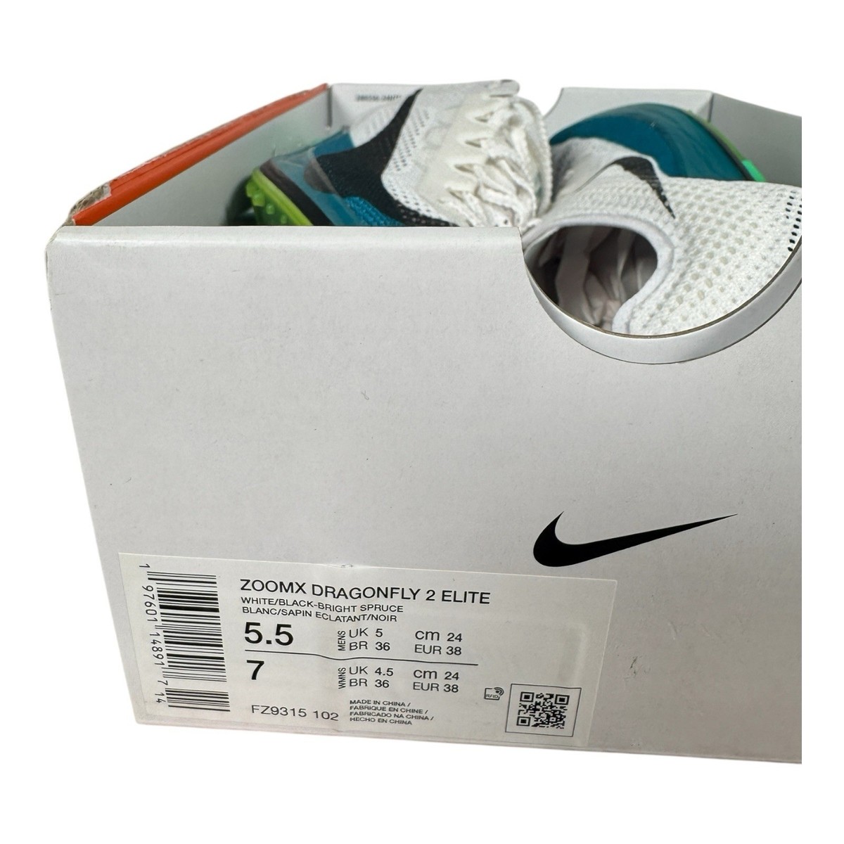 Nike ZoomX Dragonfly 2 Elite White Bright Spruce - FZ9315-102 New