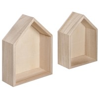 Holzrahmen HäUser 2Er Set 14X10X4Cm Beige Fsc Mix Diy Rayher