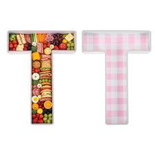 Cardboard Letter Charcuterie Board for Party Decorations, Letter T, Pink