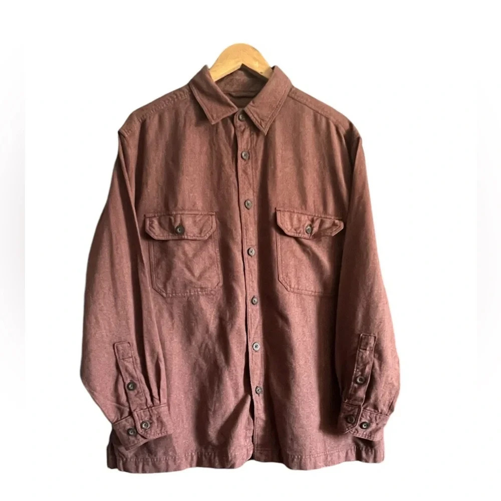 Woolrich MENS CHAMOIS LONG SLEEVE BUTTON UP SHIRT 100% COTTON L Red