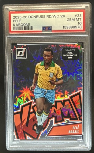 2025-26 Panini Donruss Road to FIFA World Cup 26' Pele Kaboom #23 Brazil PSA 10