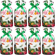 50 Pcs Hawaiian Gift Bags Drawstring Hawaiian Small Plastic Bag for Summer Lu...