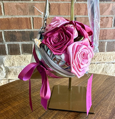 NWT Betsey Johnson Kitsch Somethin New Bouquet Crossbody Bag Pink Silver Floral